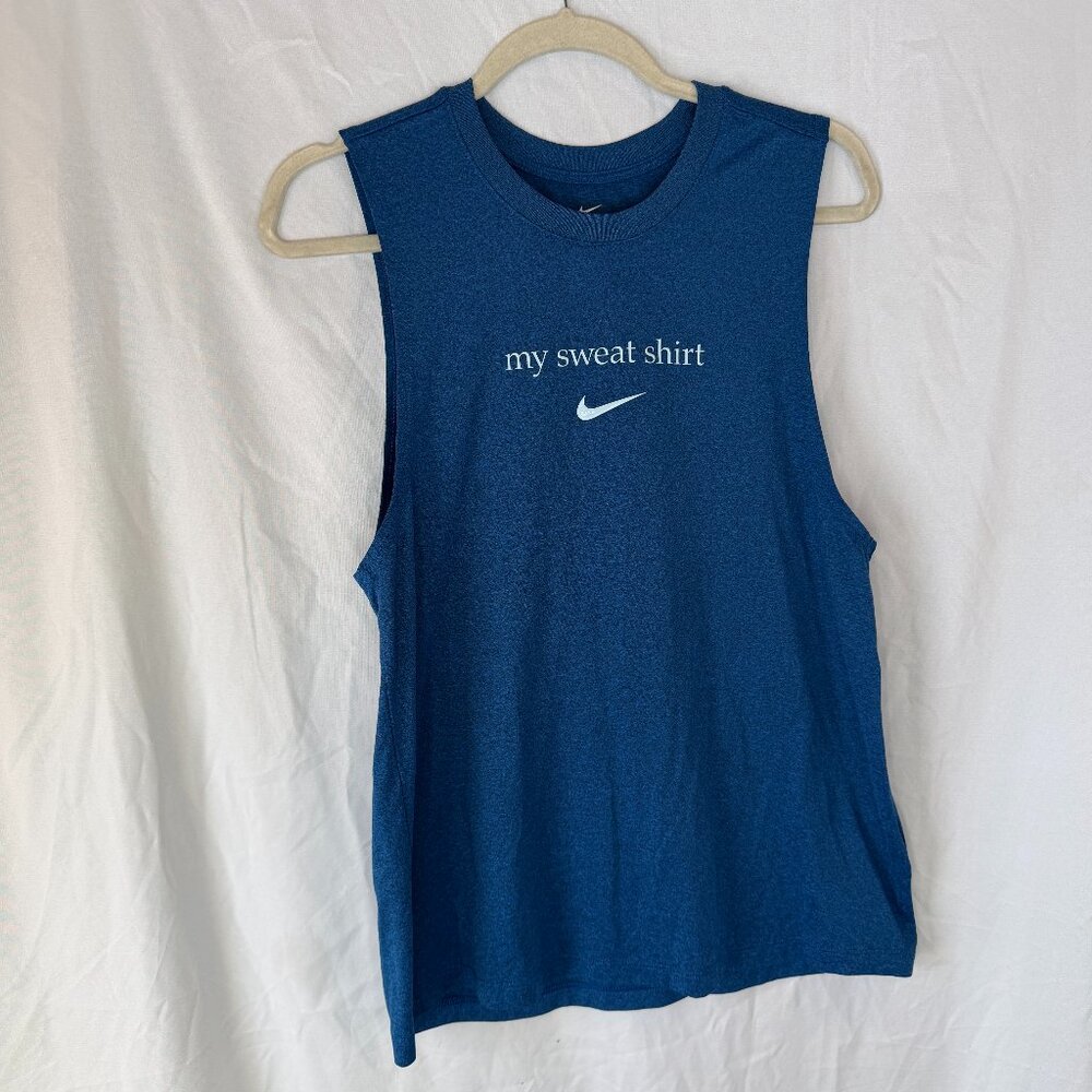 Nike Blue Dri-Fit Tee My Sweat Shirt Tank Sleeveless Mens S Small Funny
